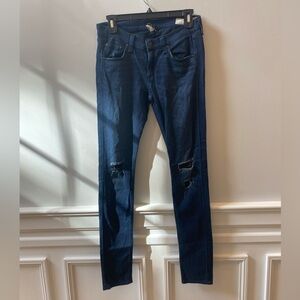 Rag & Bone Dark Wash Distressed Skinny Jeans Sz 26